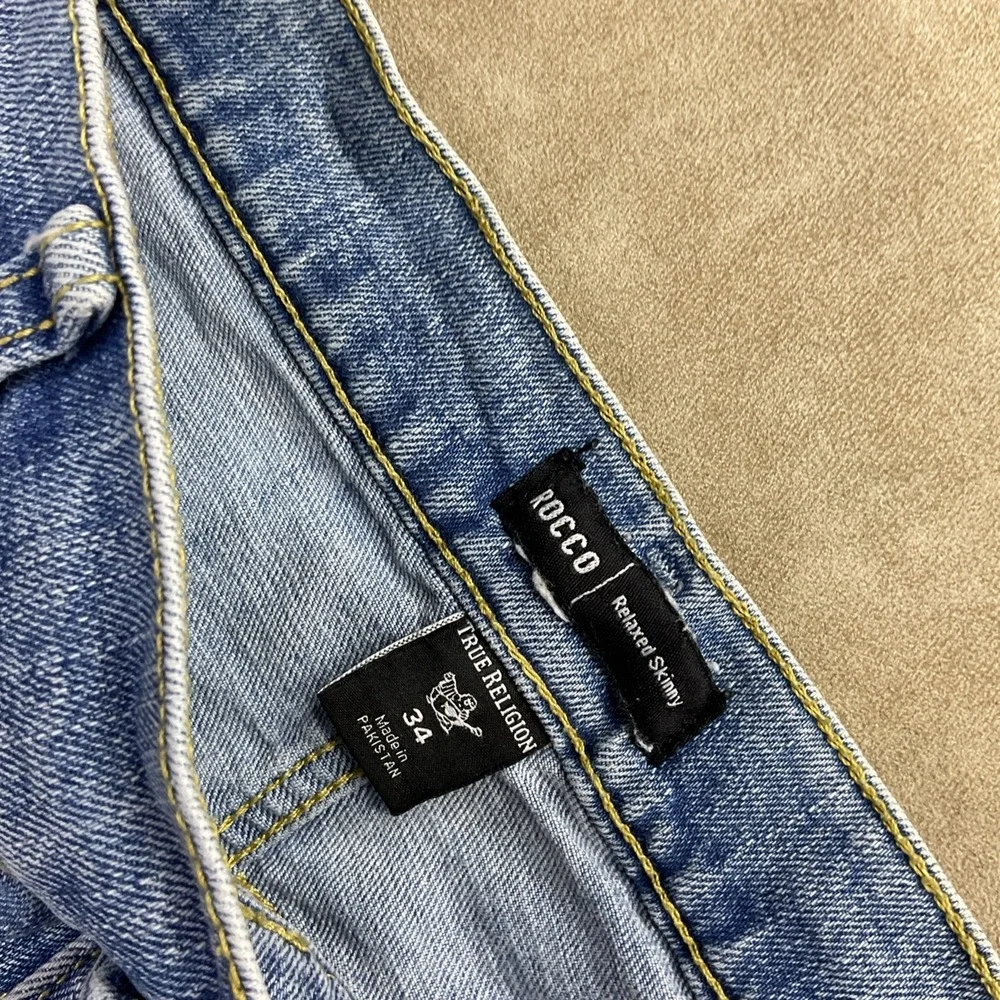 True Religion Jean Shorts Rocco Relaxed‎ Skinny Denim Blue Stretch Men Sz 34